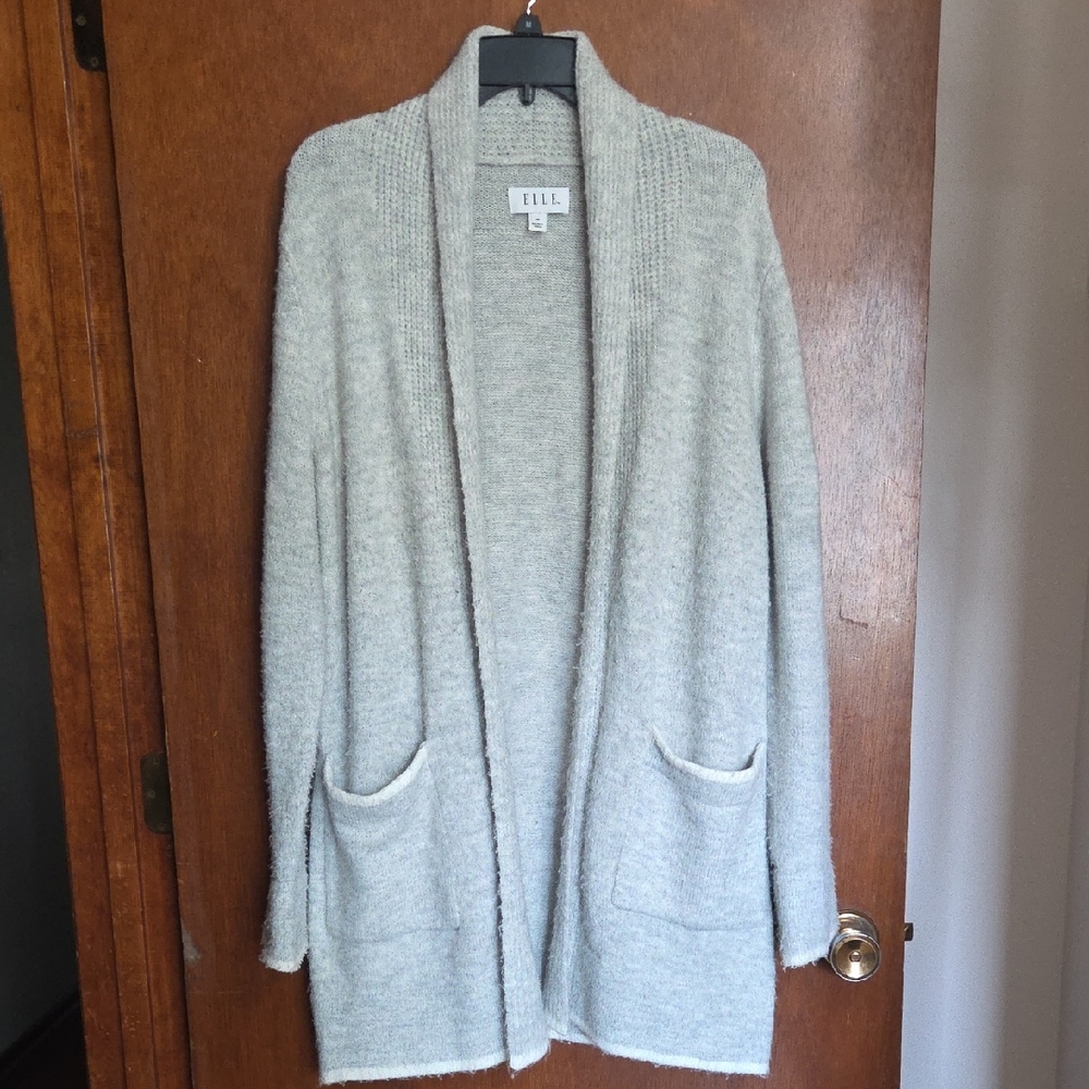Elle Women's Light Gray Cardigan Sweater